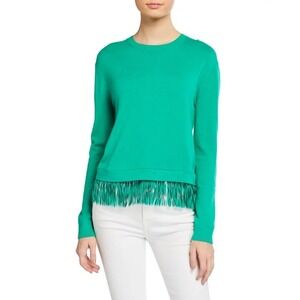 Lilly Pulitzer Teal Fringe Hem Cowl Sweater